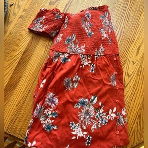 Xhilaration Smocked Top Maxi in Rust Floral Maxi Dress